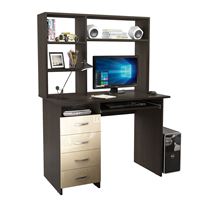 Стол компьютерный Милан-3 Глянец, с надставкой венге / бежевый