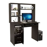 Стол компьютерный Милан-3 Глянец, с надставкой венге / чёрный