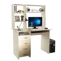 Стол компьютерный Милан-3 Глянец, с надставкой дуб молочный / бежевый