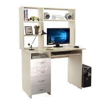 Стол компьютерный Милан-3 Глянец, с надставкой дуб молочный / белый