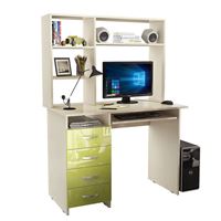 Стол компьютерный Милан-3 Глянец, с надставкой дуб молочный / лайм