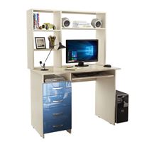 Стол компьютерный Милан-3 Глянец, с надставкой дуб молочный / синий