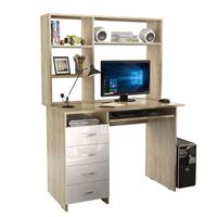 Стол компьютерный Милан-3 Глянец, с надставкой дуб сонома / белый