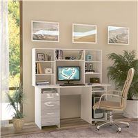 Стол компьютерный Милан-6 Глянец, с надставкой белый / белый