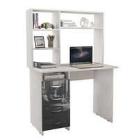 Стол письменный Милан, Левый/Правый Глянец, с надставкой белый / серый