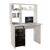 Стол письменный Милан, Левый/Правый Глянец, с надставкой белый / чёрный