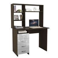 Стол письменный Милан, Левый/Правый Глянец, с надставкой венге / белый