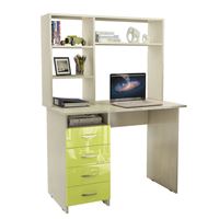 Стол письменный Милан, Левый/Правый Глянец, с надставкой дуб молочный / лайм