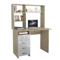 Стол письменный Милан, Левый/Правый Глянец, с надставкой дуб сонома / белый