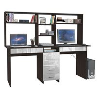 Стол письменный Тандем-2Я Глянец, с надставкой венге / белый