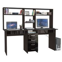 Стол письменный Тандем-2Я Глянец, с надставкой венге / чёрный