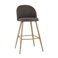 Барный стул Лион обивка шенилл коричневая, ножки металлические в цвет светлого дерева