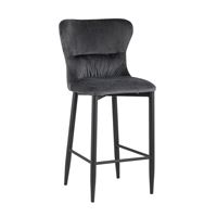 Стул полубарный  Лилиан велюр серый мягкая обивка, черные металлические ножки