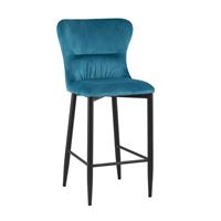 Стул полубарный  Лилиан велюр темно-бирюзовый мягкая обивка, черные металлические ножки