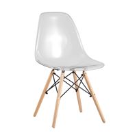 Стул DSW прозрачный, полипропилен, сталь, натуральный массив бука