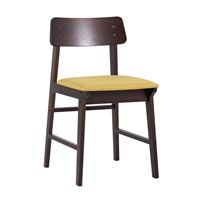 Стул ODEN желтый обеденный деревянный массив гевеи с мягким сиденьем и спинкой