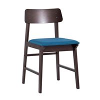 Стул ODEN синий обеденный деревянный массив гевеи с мягким сиденьем и спинкой