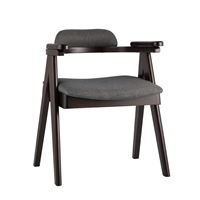 Стул OLAV темно-серый обеденный деревянный массив гeвеи с мягким сиденьем со спинкой и подлокотниками