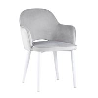 Стул Венера велюр цвет серый ножки белые металл