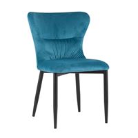 Стул Лилиан велюровый бирюзовый мягкая обивка, черные металлические ножки
