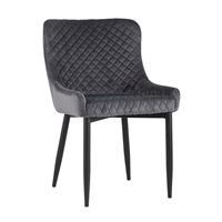 Стул мягкий Ститч ткань велюр серый прострочка, черные металлические ножки