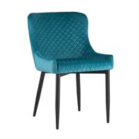 Стул мягкий Ститч ткань велюр темно-бирюзовый прострочка, черные металлические ножки