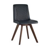 Стул обеденный MARTA деревянный с синим сиденьем из экокожи