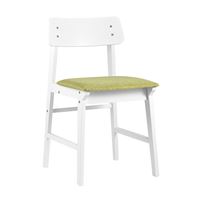 Стул обеденный ODEN белый каркас из массива гевеи, сиденье оливковое