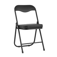 Стул складной Джон на металлическом каркасе в обивке из экокожи черного цвета