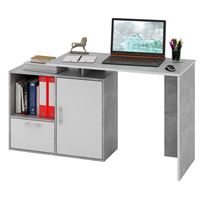 Стол письменный Слим-3, прямой/угловой бетон / белый