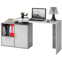 Стол письменный Слим-4, прямой/угловой бетон / белый