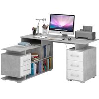 Стол угловой Барди-3 бетон / белый