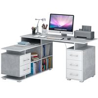 Стол угловой Краст-3 бетон / белый