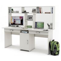 Письменный стол Лайт-10Я с надстройкой-Белый