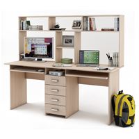 Письменный стол Лайт-11К с надстройкой-Дуб-молочный