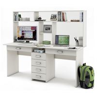 Письменный стол Лайт-11Я с надстройкой-Белый