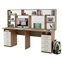 Письменный стол Лайт-15 с надстройкой-Дуб-сонома/Белый