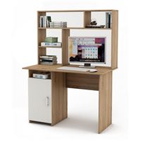 Письменный стол Лайт-2 с надстройкой-Дуб-сонома/Белый