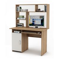 Письменный стол Лайт-2К с надстройкой-Дуб-сонома/Белый