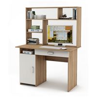Письменный стол Лайт-2Я с надстройкой-Дуб-сонома/Белый