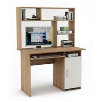 Письменный стол Лайт-3К с надстройкой-Дуб-сонома/Белый
