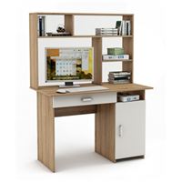 Письменный стол Лайт-3Я с надстройкой-Дуб-сонома/Белый