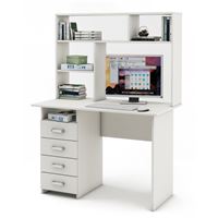 Письменный стол Лайт-4 с надстройкой-Белый