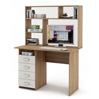 Письменный стол Лайт-4 с надстройкой-Дуб-сонома/Белый