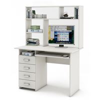 Письменный стол Лайт-4К с надстройкой-Белый