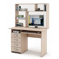 Письменный стол Лайт-4К с надстройкой-Дуб-молочный