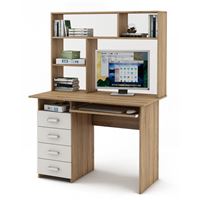 Письменный стол Лайт-4К с надстройкой-Дуб-сонома/Белый