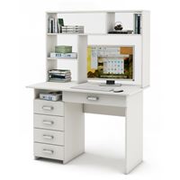 Письменный стол Лайт-4Я с надстройкой-Белый