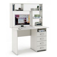 Письменный стол Лайт-5 с надстройкой-Белый