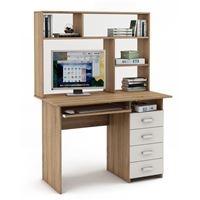Письменный стол Лайт-5К с надстройкой-Дуб-сонома/Белый